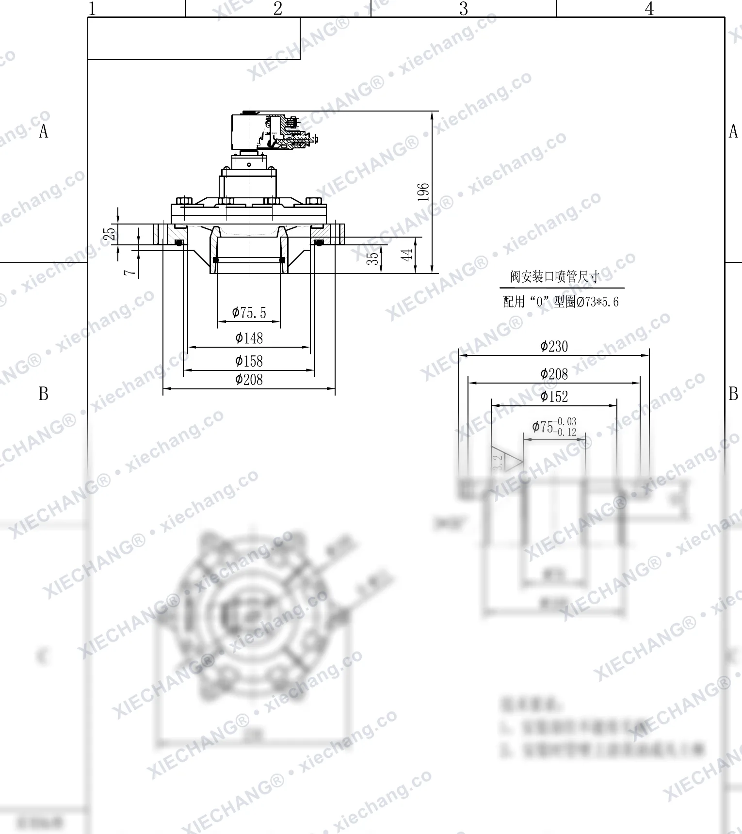 DCF-F-Y-62S · 2.5" · explosion-proof immersed/submerged pulse valve — Installation Drawing