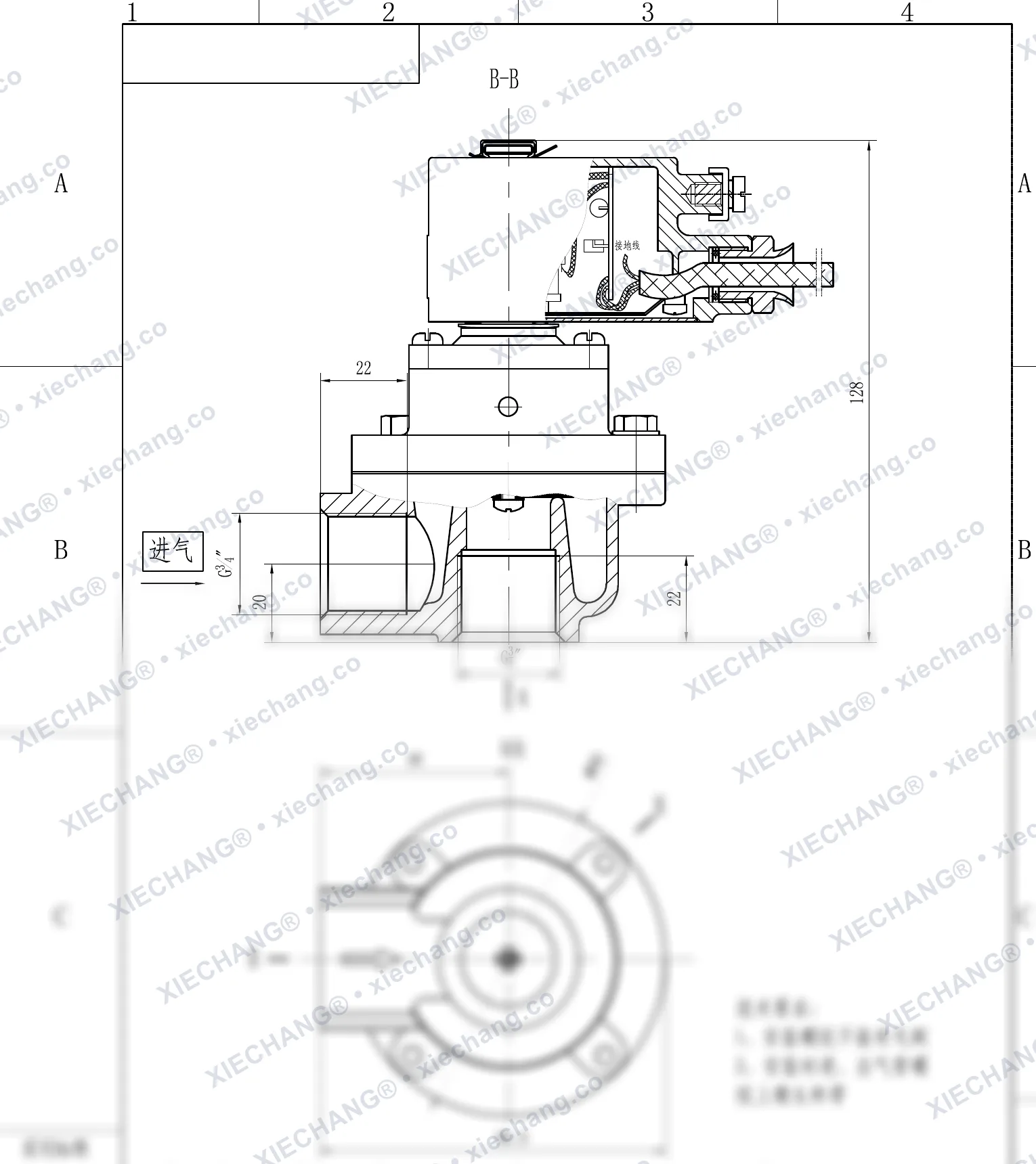 DCF-F-Z-20 · 3/4" · explosion-proof right-angle pulse valve — Installation Drawing