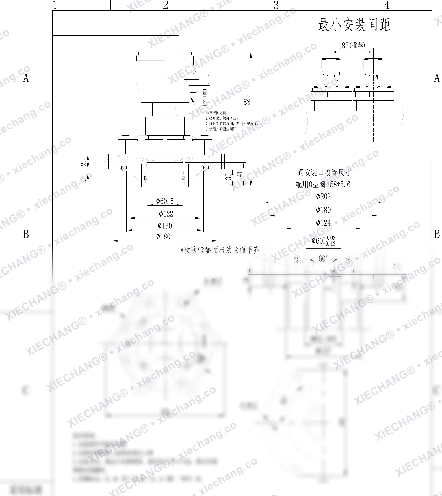 DCF-F2-Y-50S · 2" · flameproof immersed/submerged pulse valve — Installation Drawing