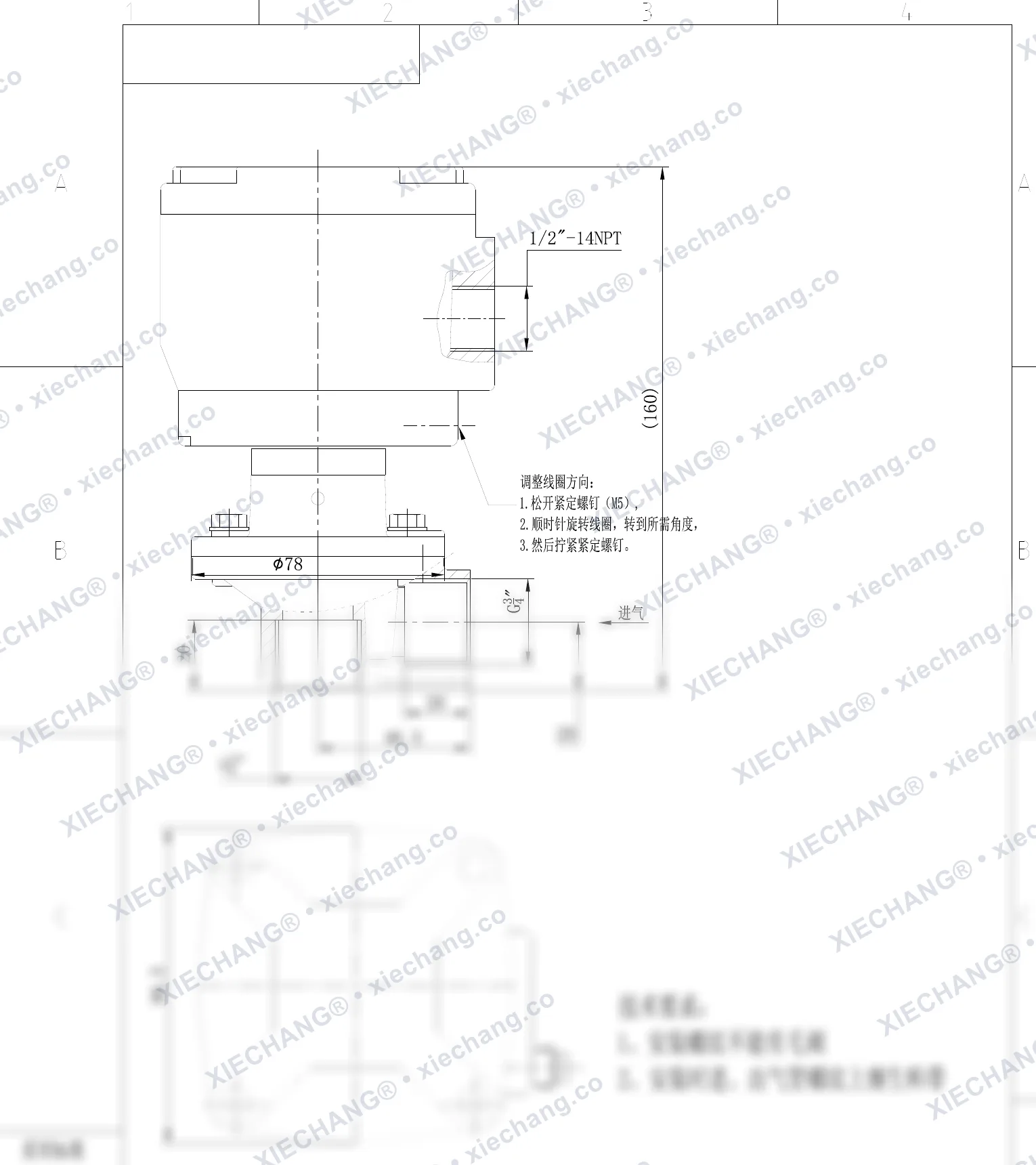 DCF-F2-Z-20-C(304) · ¾" · stainless-steel right-angle pulse valve — Installation Drawing