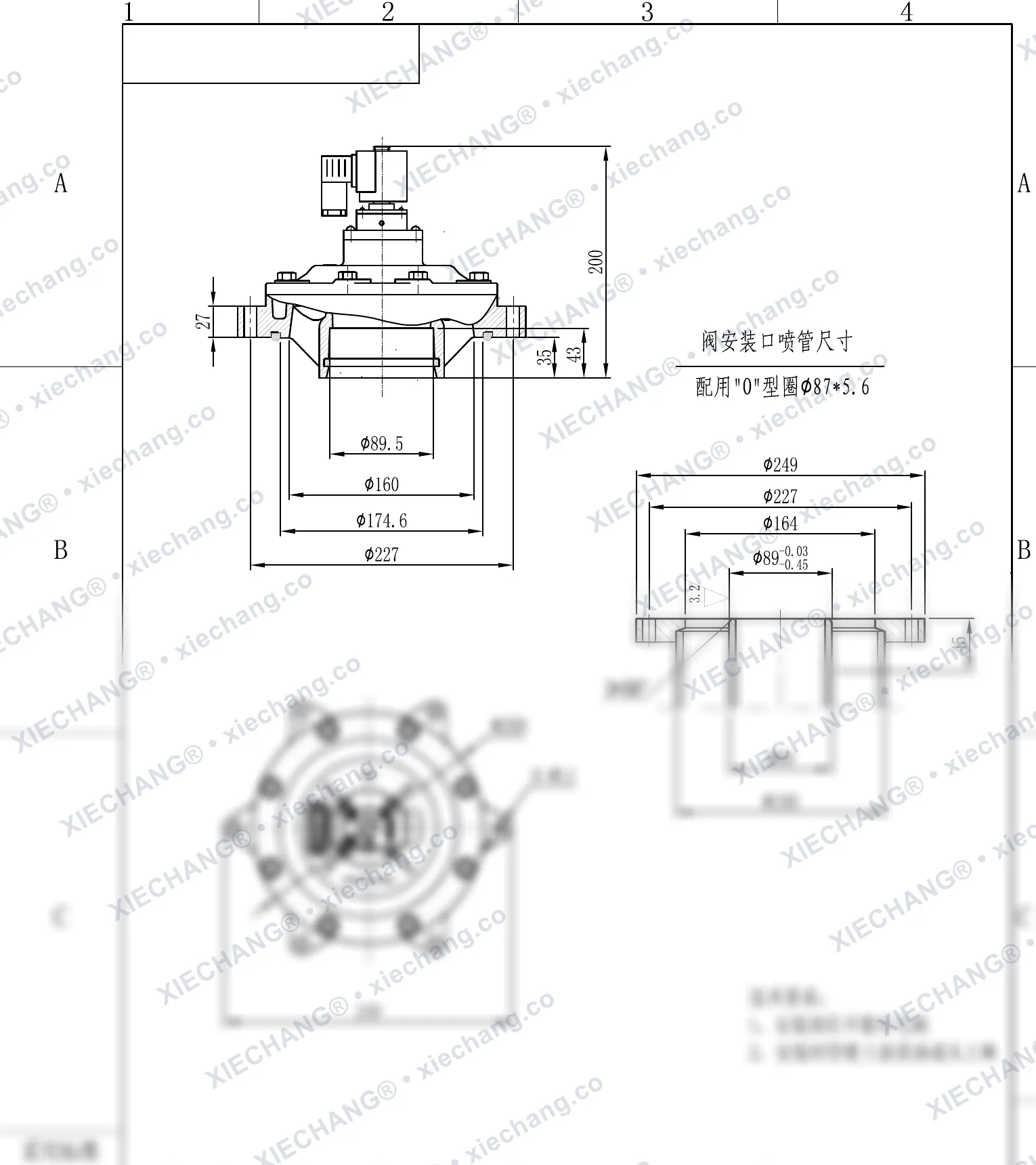 DCF-Y-76S(standard O-ring) · 3" · immersed/submerged pulse valve — Installation Drawing