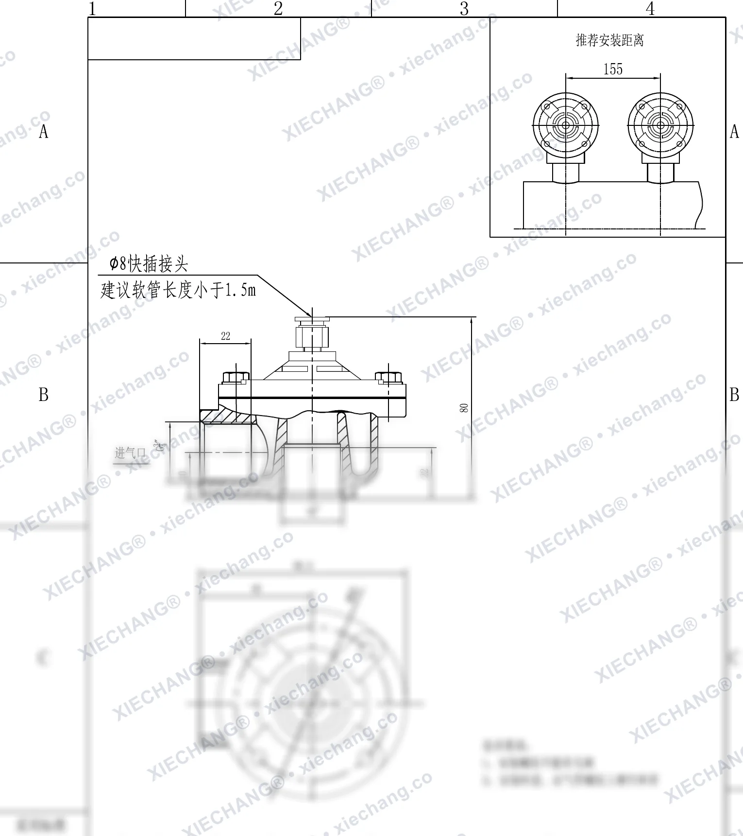 DCF-Z-20-DXK · 3/4" · right-angle pulse valve — Installation Drawing