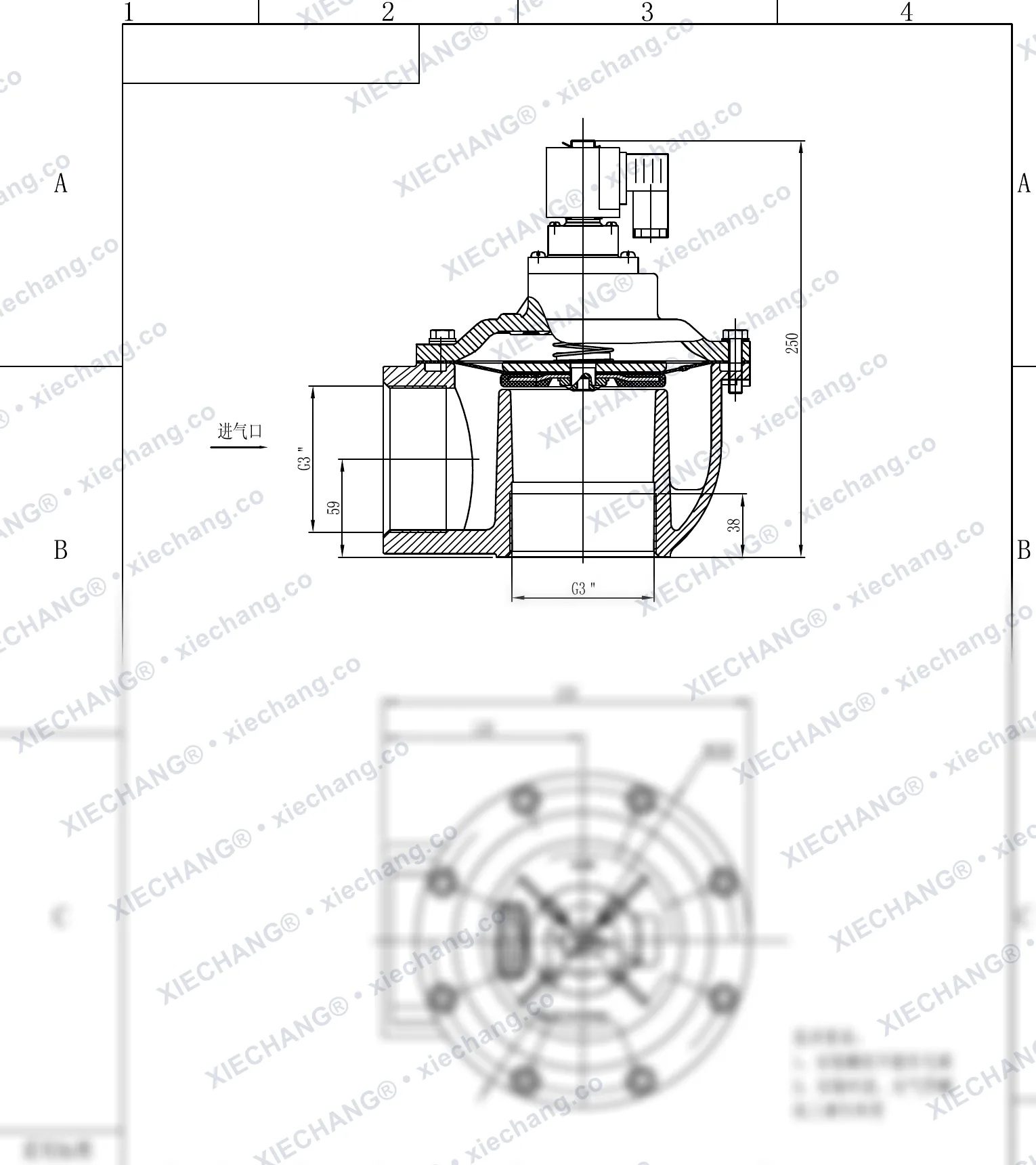 DCF-Z-76S · 3" (DN76) · right-angle pulse valve — Installation Drawing