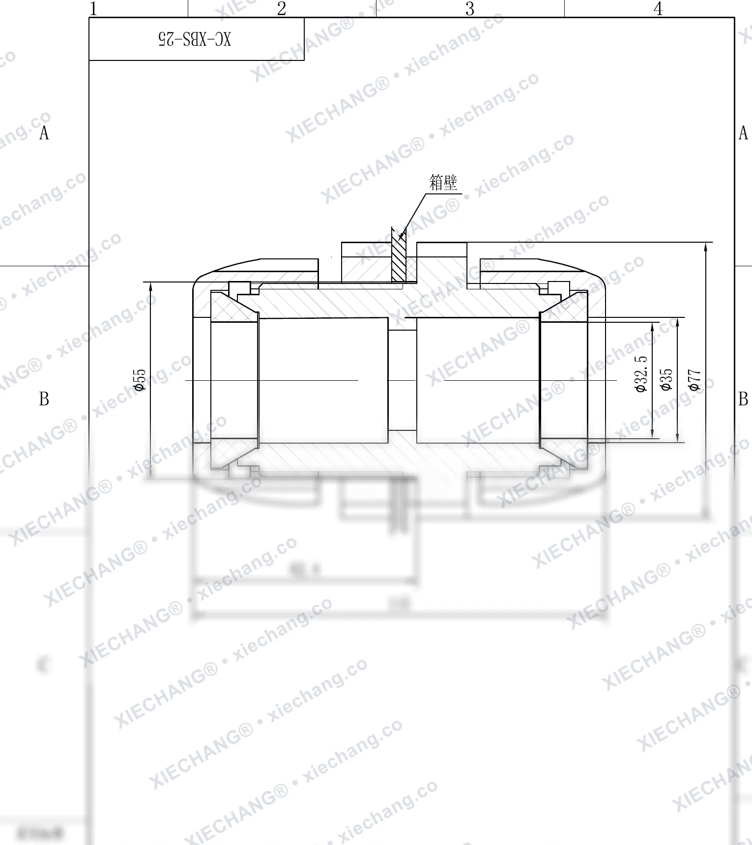 XC-XBS-25 · DN25 · double-thread bulkhead connector — Installation Drawing
