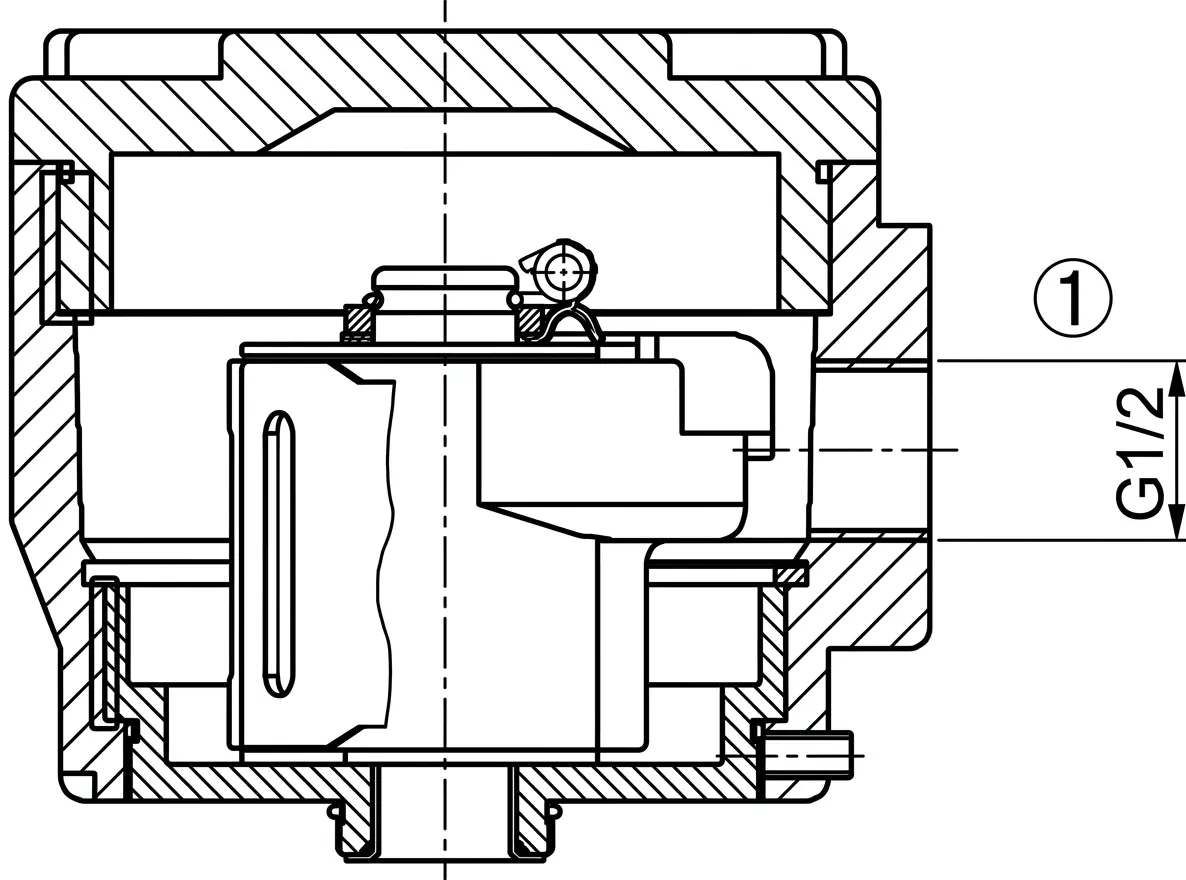 Ex db flameproof solenoid enclosure internal side-section detail drawing